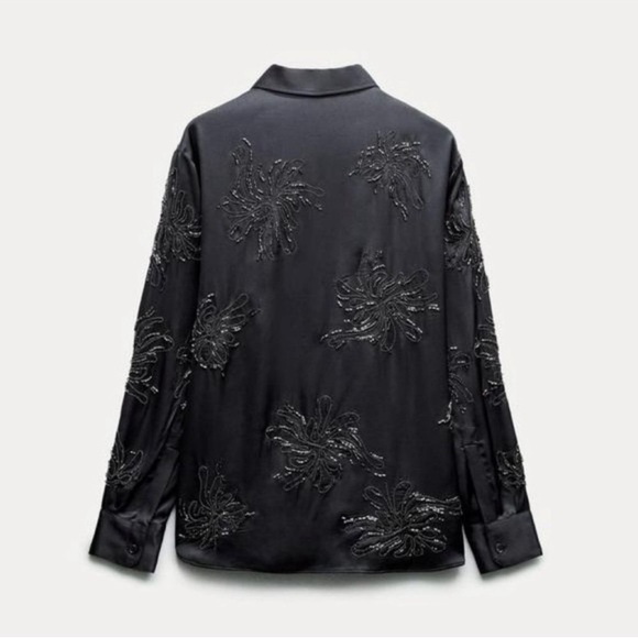 ZARA EMBROIDERED BEADED SHIRT ZW COLLECTION - Picture 6 of 6